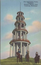 Postcard Old Observation Tower Vicksburg Ntl Military Park Mississippi MS 