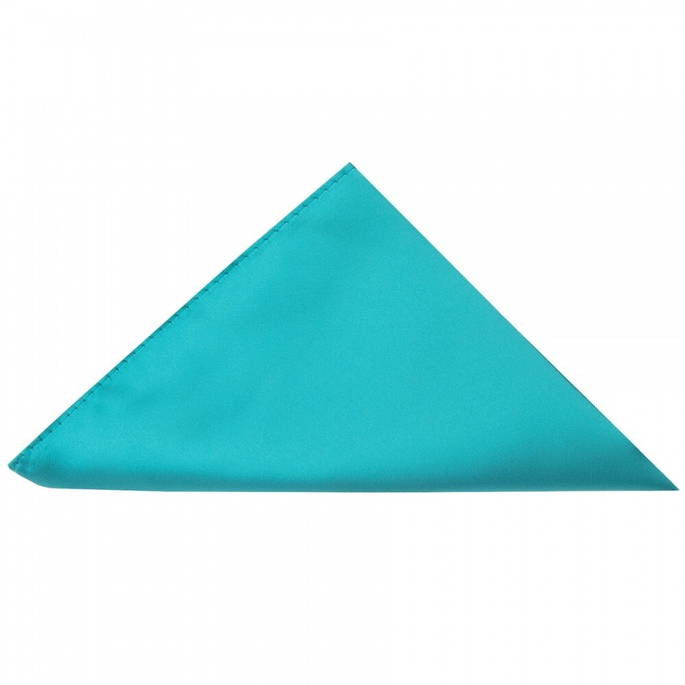 Plain Turquoise Satin Pocket Square Wedding Christening Prom Hanky Handkerchief