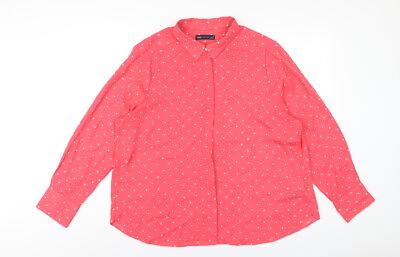 Marks and Spencer Damen Rosa Gepunktet Polyester Basic Knopfleiste Größe 18 Kragen