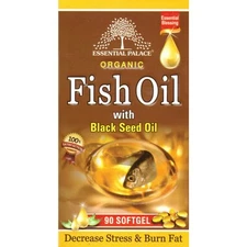 Essential Palace Organic Fish Oil, 90 SoftGel, For Heart Health, Stress And Fat
