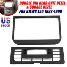 For BMW E36 325i, 328i Double Din Head Unit Bezel & Square HVAC Faceplate Combo