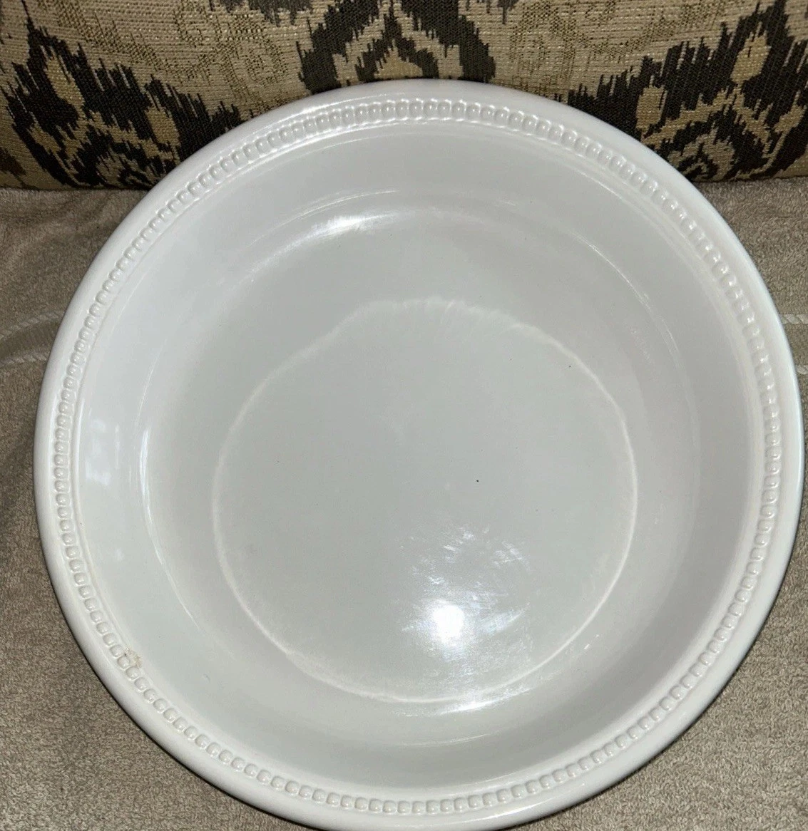 LE CREUSET White Large 11 1/2 Inch Pie Plate Dish Deep Stamped 10-21.
