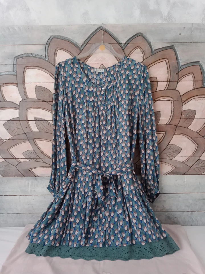 Robe Manches Longues, Palme, Vert/Multicolore, Taille S/M - Photo 3/4
