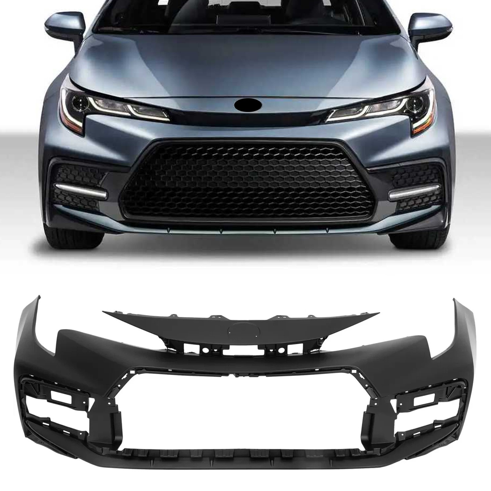 Front Bumper Cover with Fog Light Holes Fits 2020-2022 Toyota Corolla SE XSE