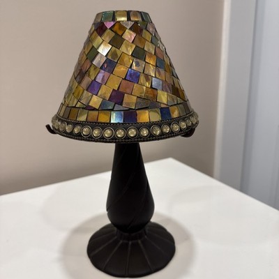 VTG Partylite Global Fusion Mosaic Tile Stained Glass Candle Lamp 11''H x 6.25 w