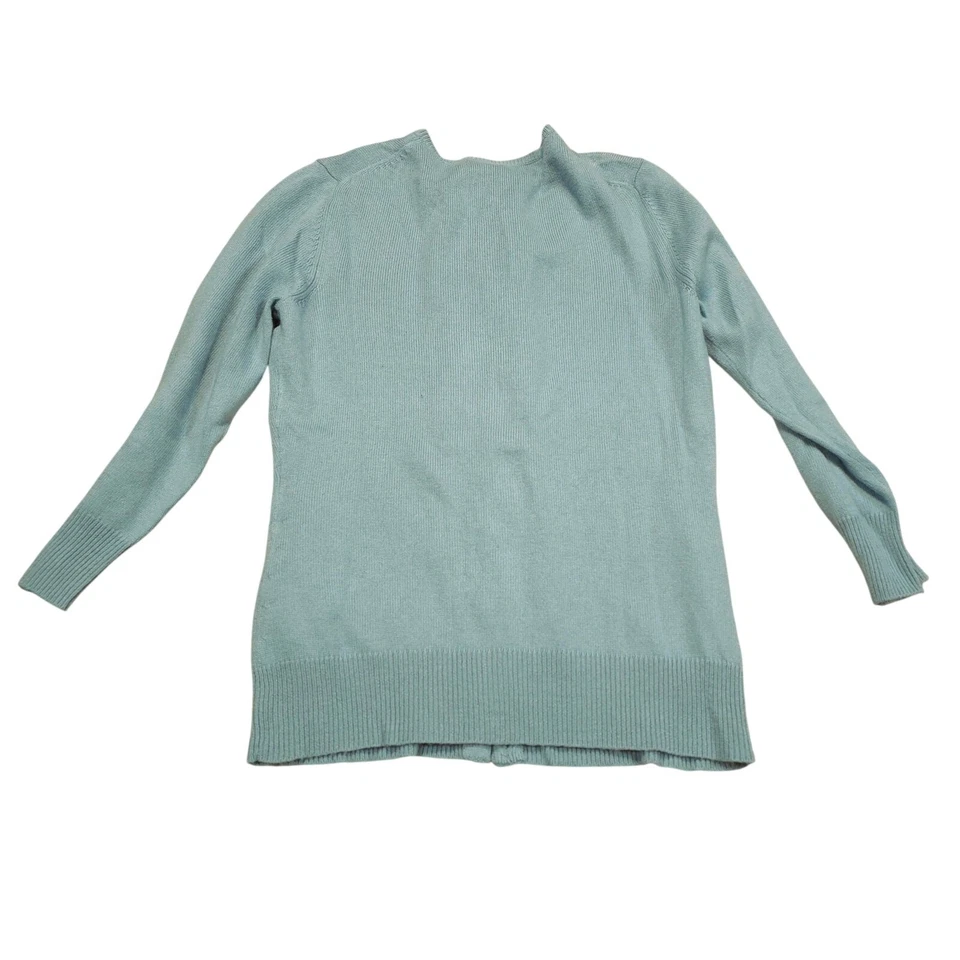 Cárdigan Express Design Studio Azul Seda Cachemira Mujer Talla M Estrás Botón Foto 2 de 4