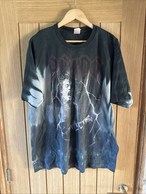 Vintage Liquid Blue AC DC 2005 Tie Dye Musik T-Shirt Größe XL Oversized