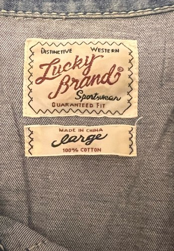 Lucky Brand Western Hemd Classic Pearl Snap Blau Denim Rodeo Cowgirl Größe Lg - Bild 3 von 13