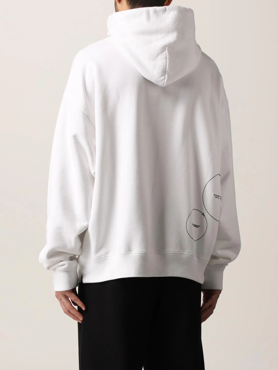 Felpa con cappuccio oversize Off White bianca ricamata taglio qui logo Taglia M Prezzo consigliato $560