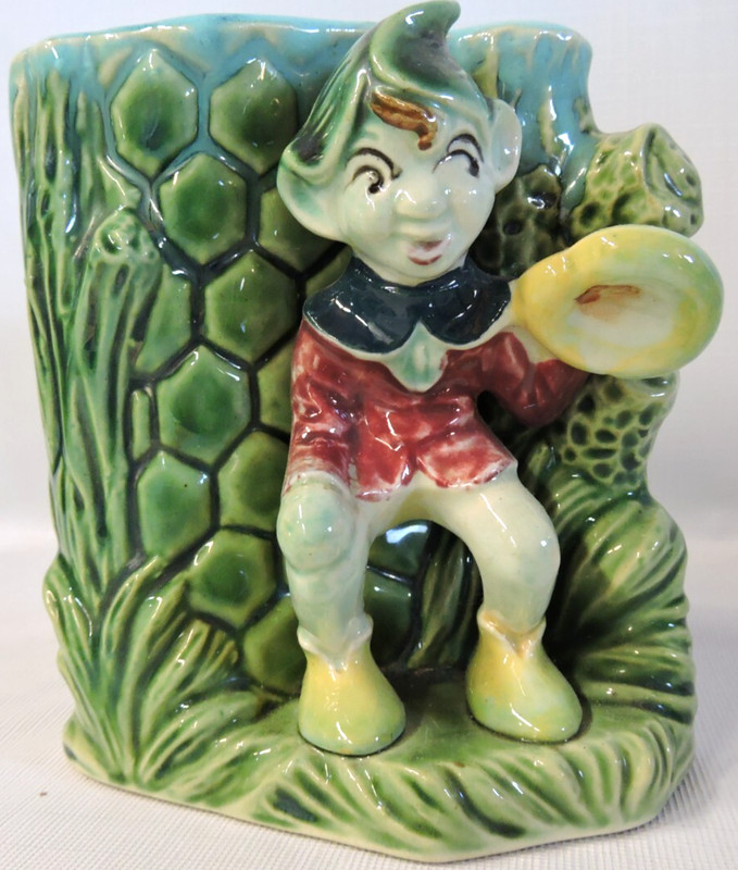 Old Corner Vase Planter Elf Baseball Mitt Marked JAPAN Very Nice