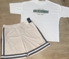 NEW ABERCROMBIE KIDS RELAXED FIT Logo T SHIRT MESH PULL ON SHORTS BOY S 13/14
