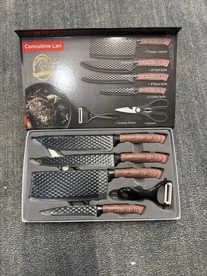     7 Piece Kitchen Knife Set Chef Cleaver Utility Slicer