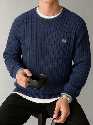 Chaps Ralph Lauren Herren Zopfstrick Pullover Navy Cable Knit Crewneck (Gr. S)