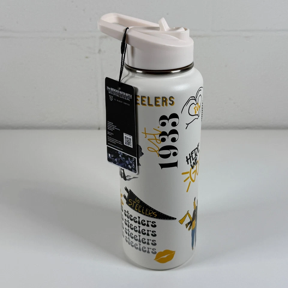 Botella de agua apagadora Pittsburgh Steelers Memory Company 34 oz Foto 3 de 4