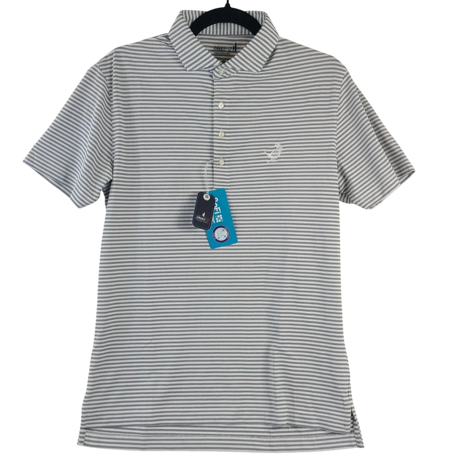 NEW Johnnie-O Men's Striped Performance Polo Shirt Navy Sz S Sun Protection