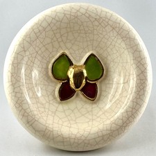 COUPELLE Ancienne Emaux Craquelés FAÏENCERIE DE LONGWY butterfly/papillon...