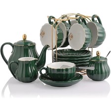 Porcelain Tea Sets British Royal Series, 8 OZ Cups Saucer Service for 6