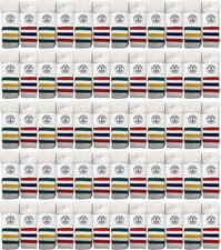 120 PK of Kids Cotton Tube Socks White With Stripes Size 4-6 - Boys Crew Sock