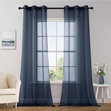 MIULEE Solid Color Sheer Curtains 84 Inches Long 2 Panels Set - Elegant...