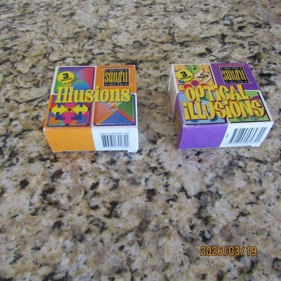 Lot 2-MindWare Squzzle Square Brain Teaser Puzzles-2003-Optical Illusions