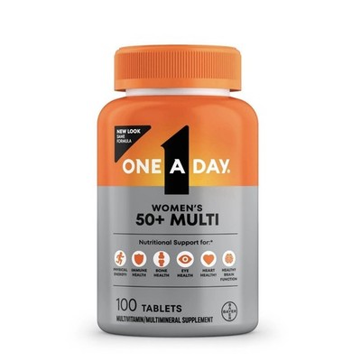 One A Day Women's 50+ Multivitamin Tablets with Vitamins D, C, E, Zinc, 100 Ct