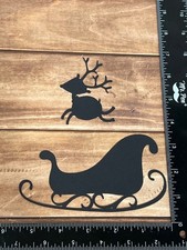 BLACK Christmas Santa Sleigh Reindeer PAPER Die Cuts FOR SCRAPBOOKING AND CRAF