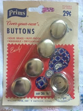 Prims Cover Your Own Buttons Size 36 7/8" Solid Brass Rust Proof No Tools Needed