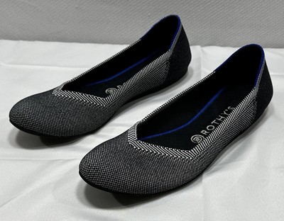 Rothy s The Flat Grey Black Captoe Womens Sz 10 Knit Slip On Comfort Shoes