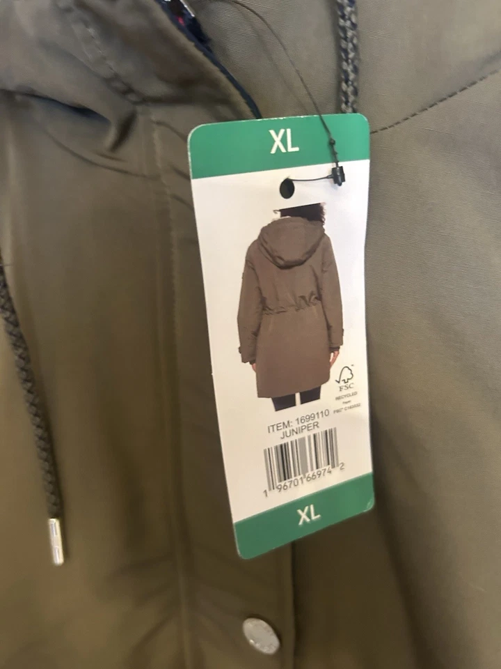 NUEVO CON ETIQUETAS Tommy Hilfiger Mujer Parka Peso Medio Chaqueta con Capucha Verde Talla XL Foto 2 de 4