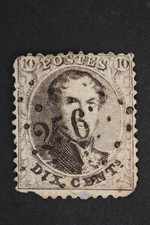BELGIUM POSTAGE STAMP 10 POSTES DIX CENTS #3a FAULTY CANCEL 256