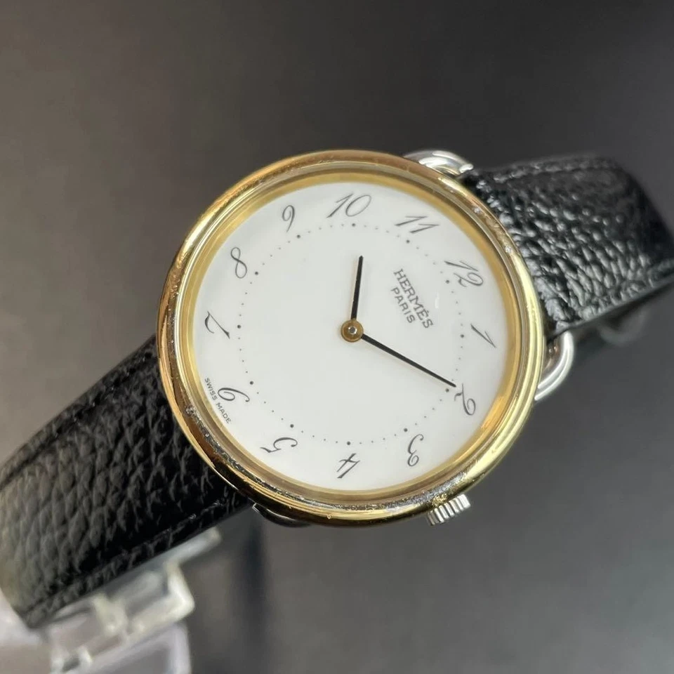 Reloj Pulsera Hermès Arceau Cuero Dorado Para Hombre Clipper Esfera Caja Blanca Dorado Foto 2 de 4