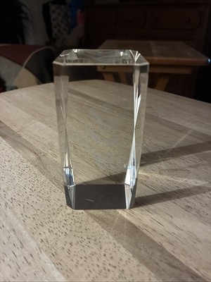 KRISTALL LASER 3D GEÄTZTER GLASBLOCK GRAVUR Vogel Bild singend musikalisch   Noten