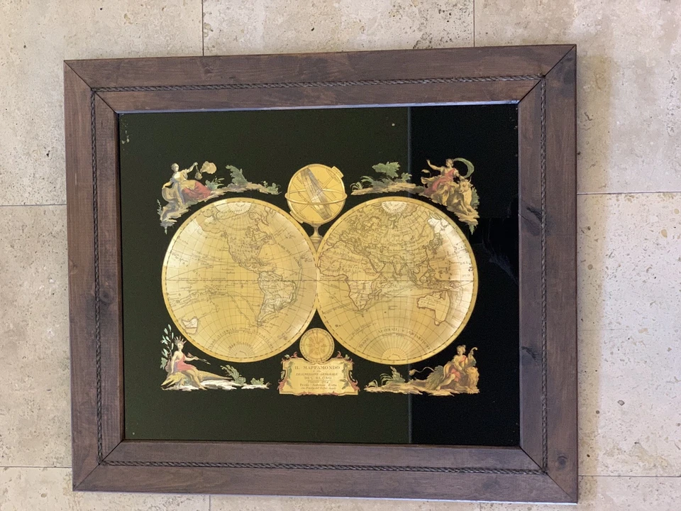 Il MappaMondo Gold Foil 1774 World Map Antonio Zatta Framed 30" x 26" - Image 3 of 4