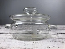Princess House #066, 1 Quart Crystal Casserole Set, 5 Pieces NIB Cork Burner Mat