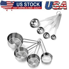 Foodservice 42917 Stainless Steel 8-Piece Measuring Cups and Spoons Combo Set