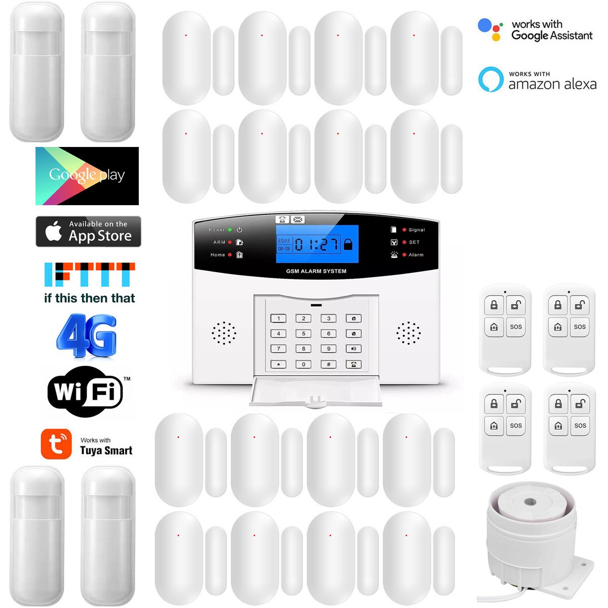 B39 Tuya APP WiFi+US/EU 4G Wireless+Wired DIY Home Security 