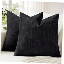 Pack of 2 Decorative Textured Throw Pillow Covers 18" x 18" Pack of 2 Black