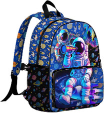 Blue Boys Backpack Kids Bookbag Astronaut Child School Bag Kindergarten Elementa