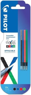 PILOT Nachfüllpack für radierbaren Frixion Ball, 4 Farben, feine Spitze, 0,5 m, 