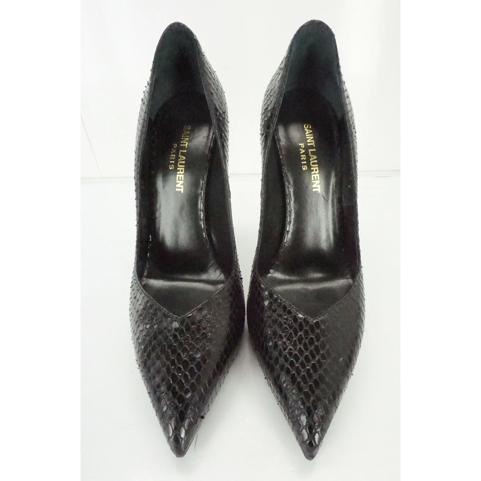 SAINT LAURENT (YSL) Saint Laurent decolte nere serpente Parigi tacco cristallo punta misura 38 5 nuove con scatola $895