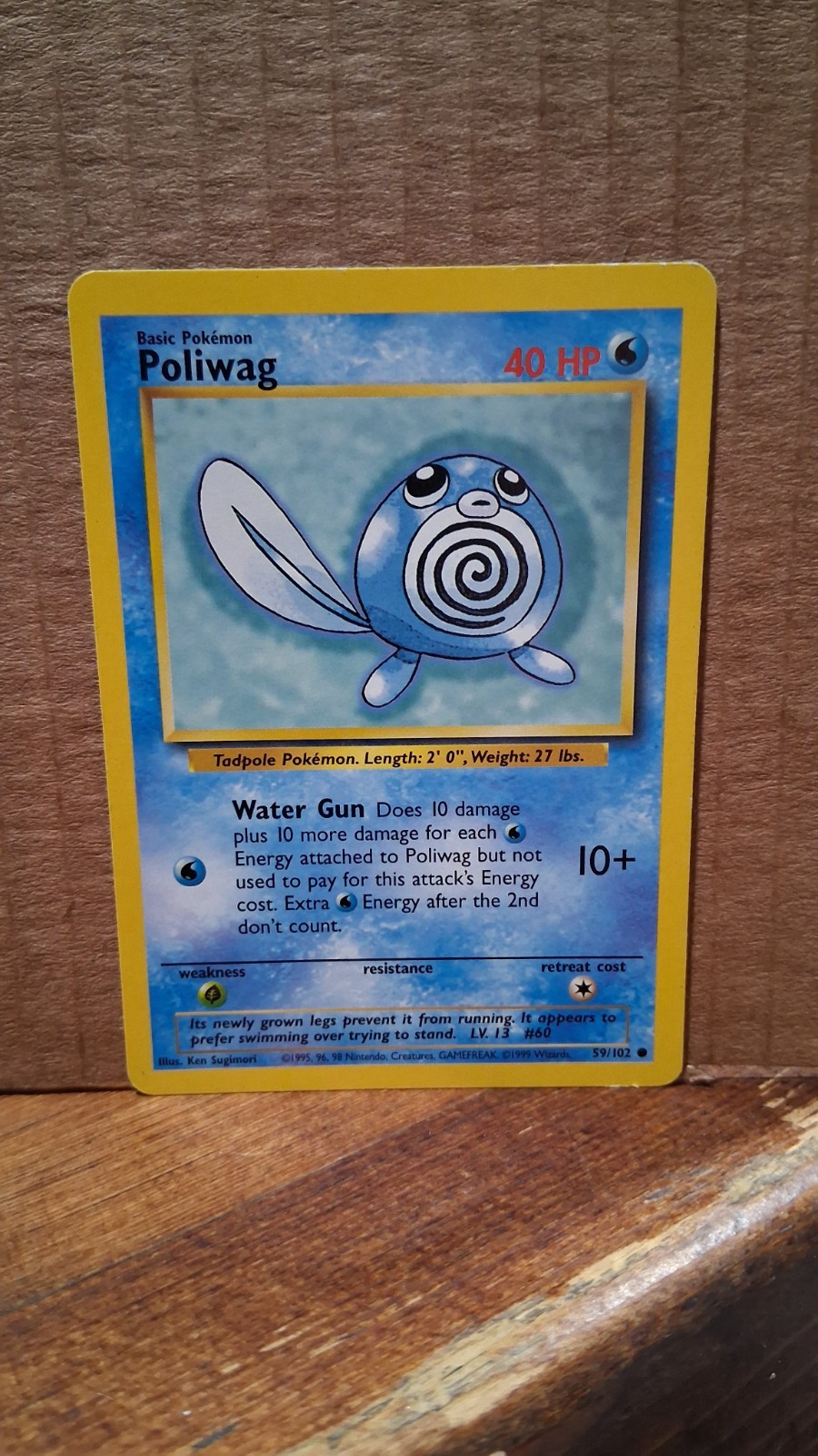 1999 Pokémon TCG Poliwag Card 59/102 Common Unlimited Base Set NM-MINT Condition