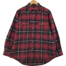 Used FIELD AND STREAM long-sleeved heavy flannel check shirt men's size M eq...
