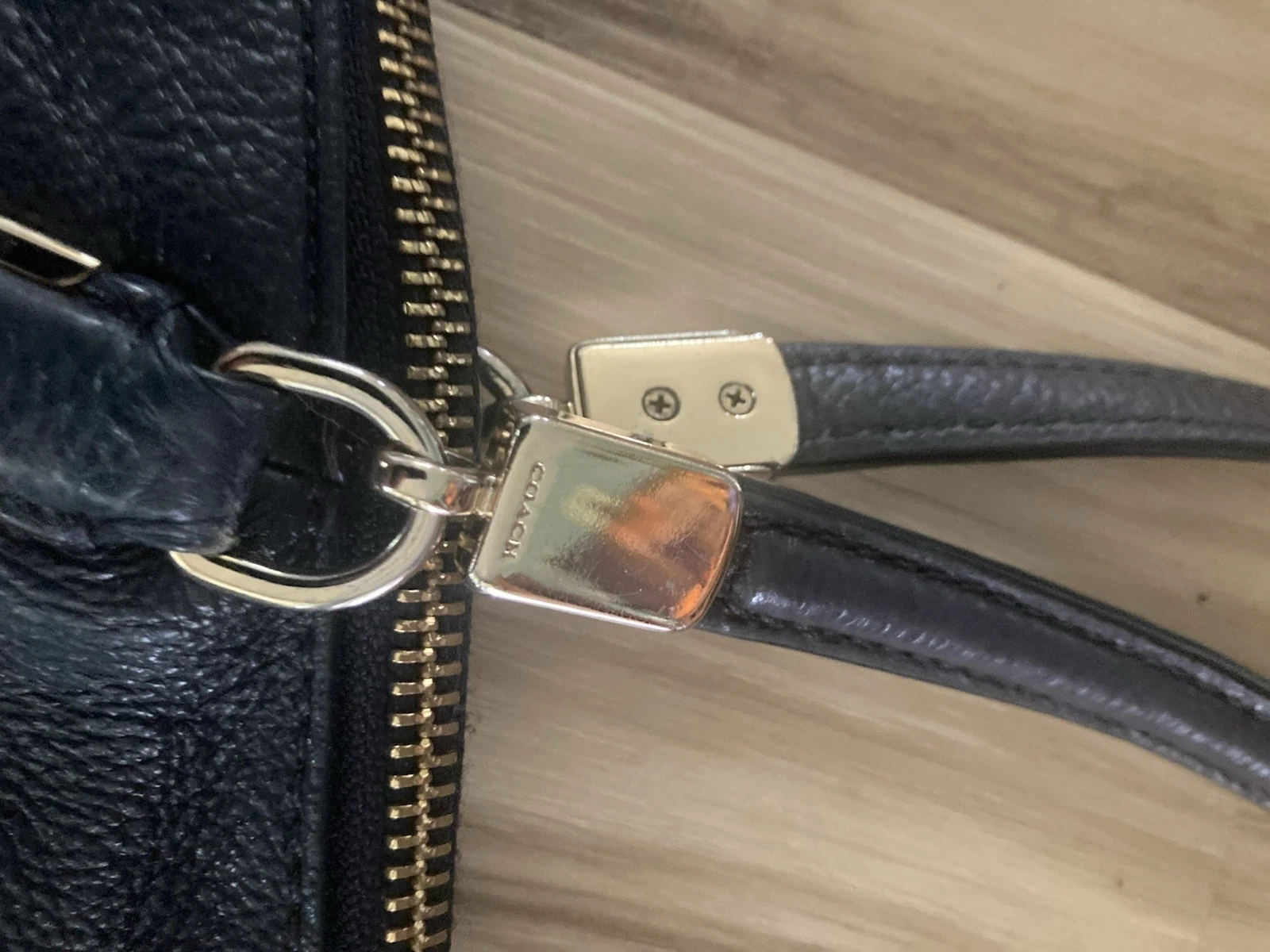 Borsa Coach Kelsey pelle ciottolata blu navy borsa a tracolla F34463 hardware oro