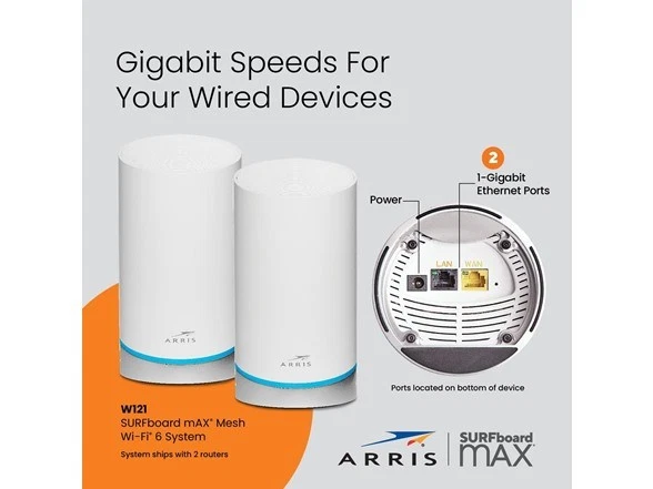 ARRIS Surfboard mAX W121 MESH WiFi 6 Router System 3-PACK Speeds up to 6.6 Gbps - Image 3 of 4
