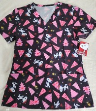 Peanuts Christmas Women's Scrub Top - Medium