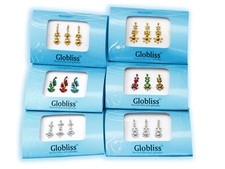 6 Packs with 18 Long Indian Bindis face Gems Forehead Sticker Silver Golden C...