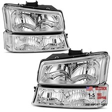 Headlight Assembly Compatible with 2003 2004 2005 2006 OE - Chrome/Clear/Clear