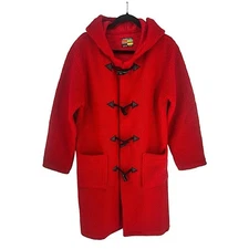 Rare Michel Klein Avignon Villa Red Warm Sherpa Long Hooded Trench Coat Size M