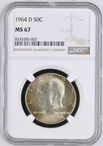 1964 D Kennedy Half NGC MS67 Toned