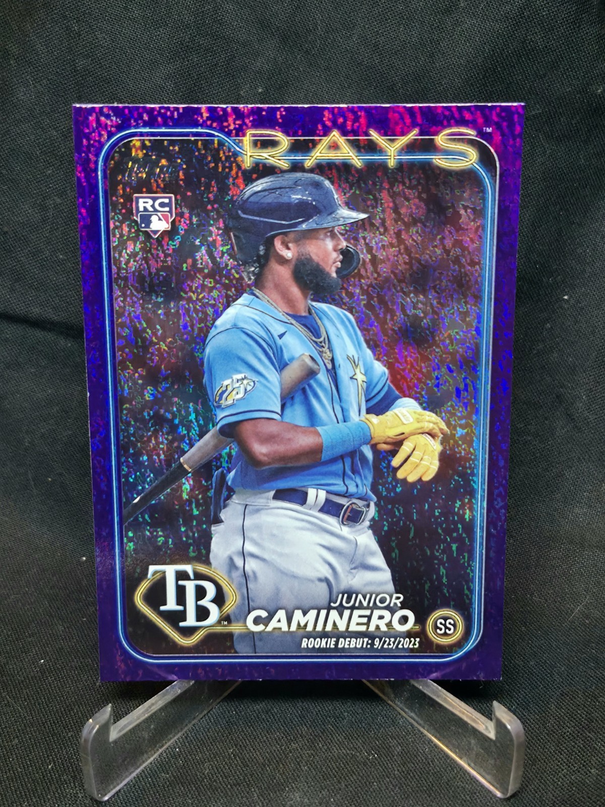 2024 Topps Update Junior Caminero Purple Holo Foil Rookie Debut /799 Rays RC SP